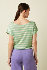 Aria Knot Shirt Marsy Linen Stripe - Sprucestone Mint