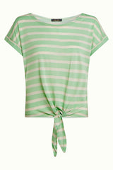 Aria Knot Shirt Marsy Linen Stripe - Sprucestone Mint