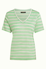 V Neck Top Marsy Linen Stripe - Sprucestone Mint