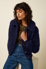 Isa Jacket Basil Fur - Evening Blue