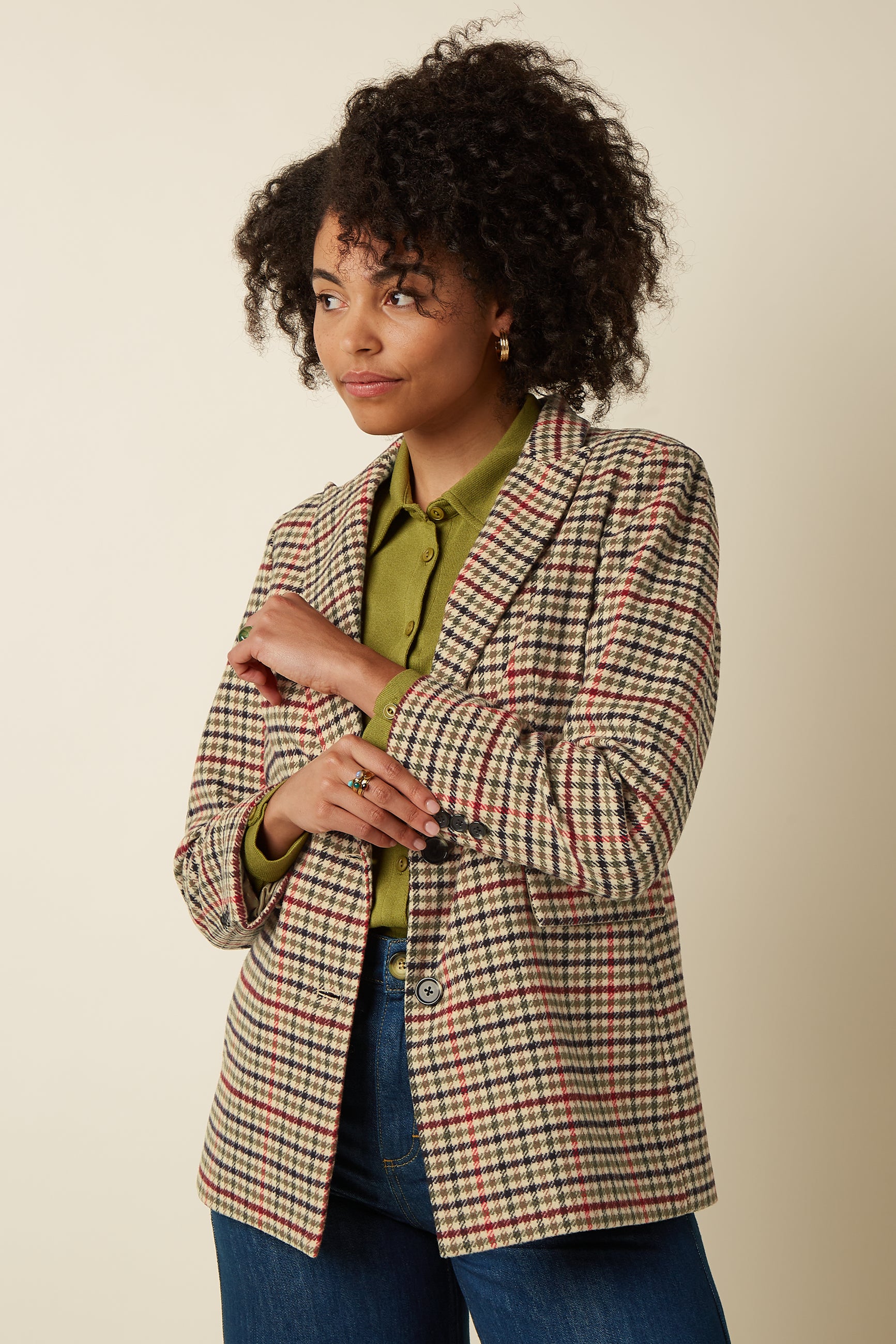Tula Blazer Basso Check - Marzipan