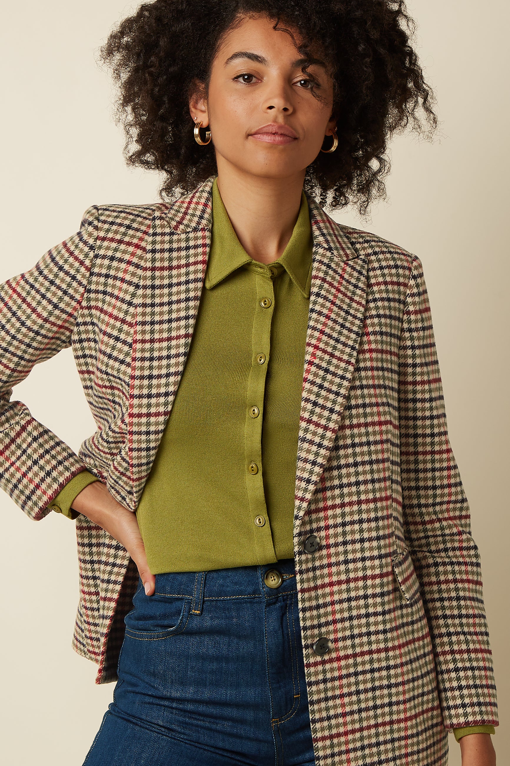 Tula Blazer Basso Check - Marzipan