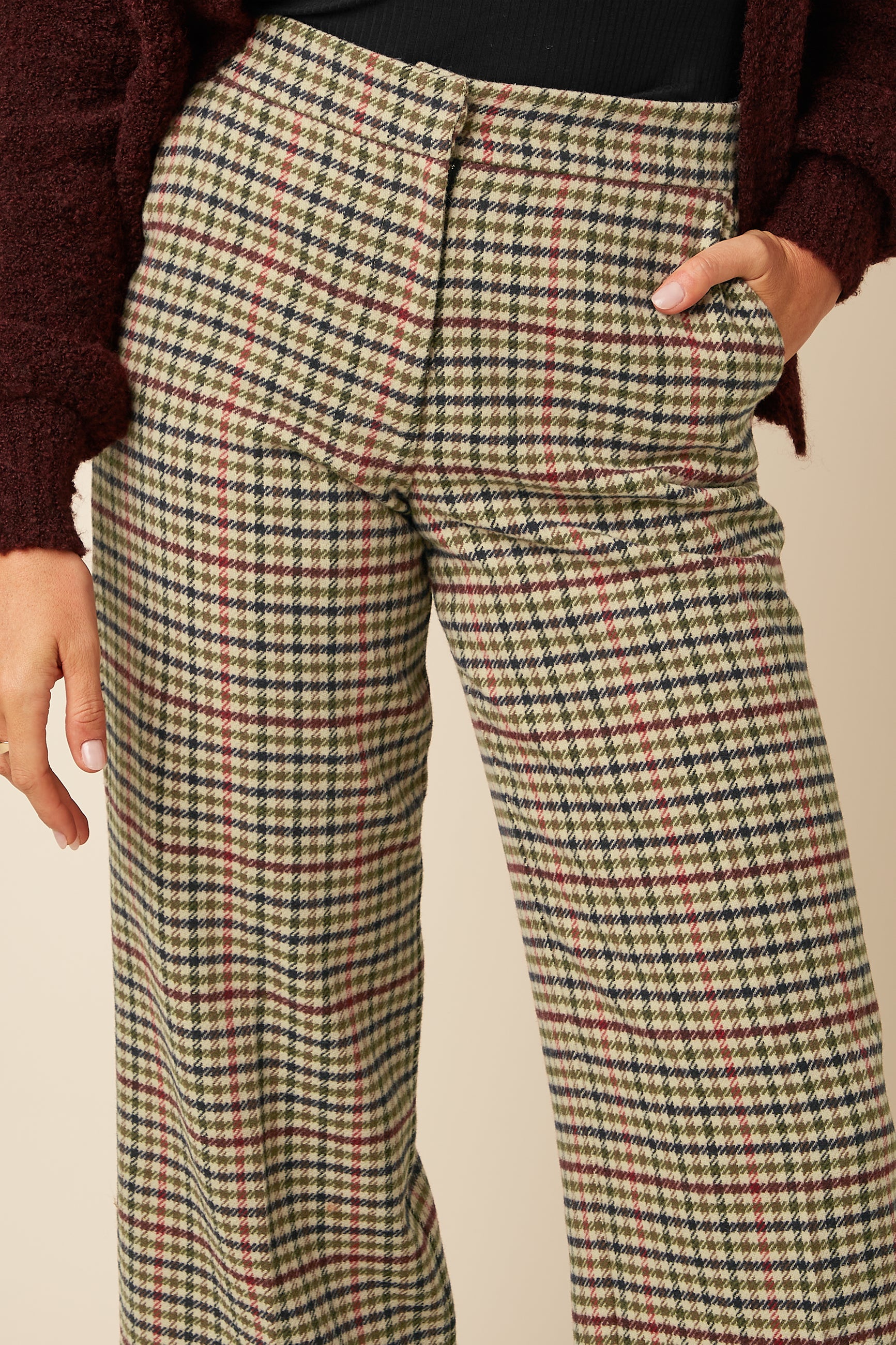 Federica Pants Basso Check - Marzipan