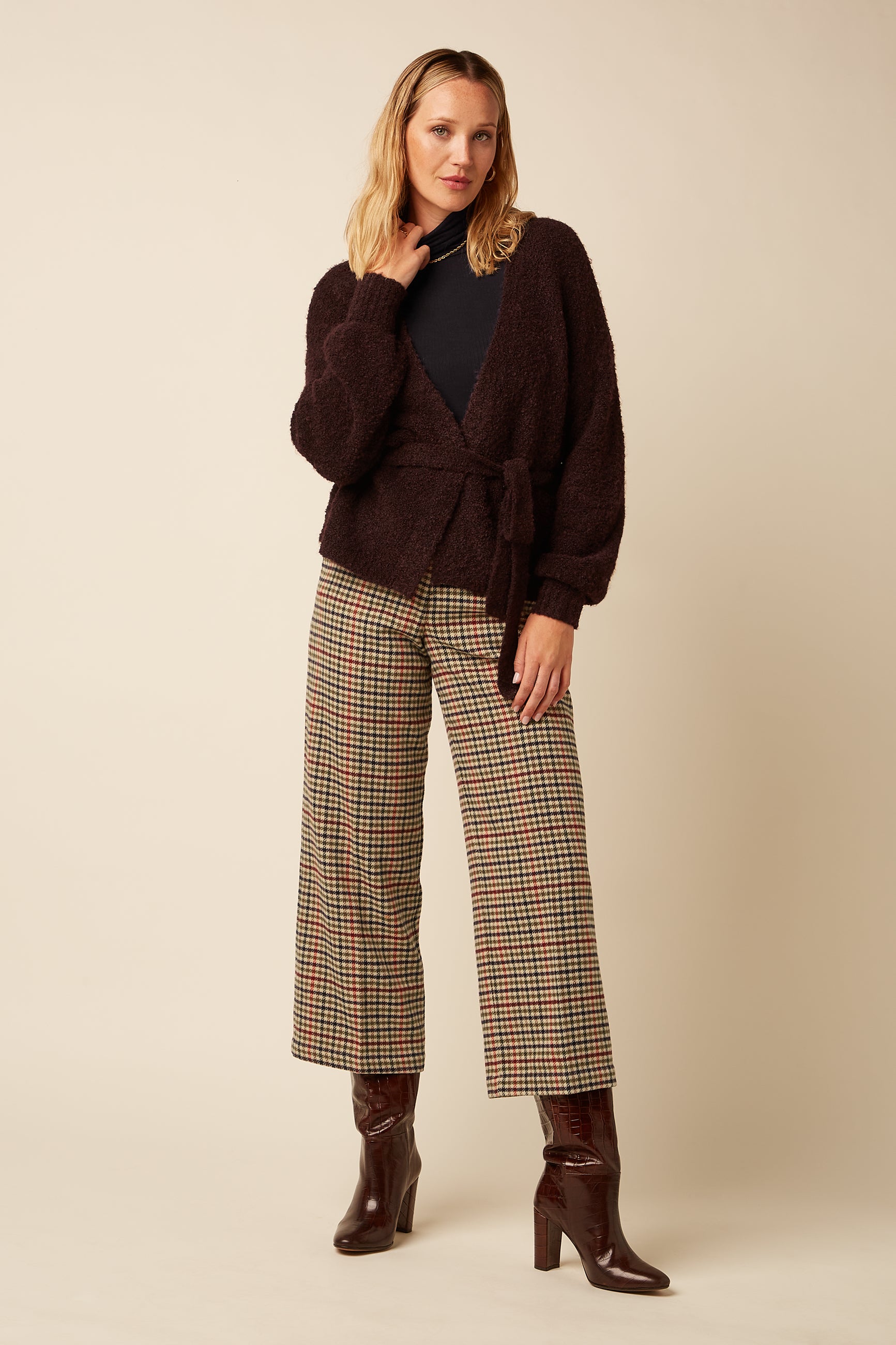 Federica Pants Basso Check - Marzipan