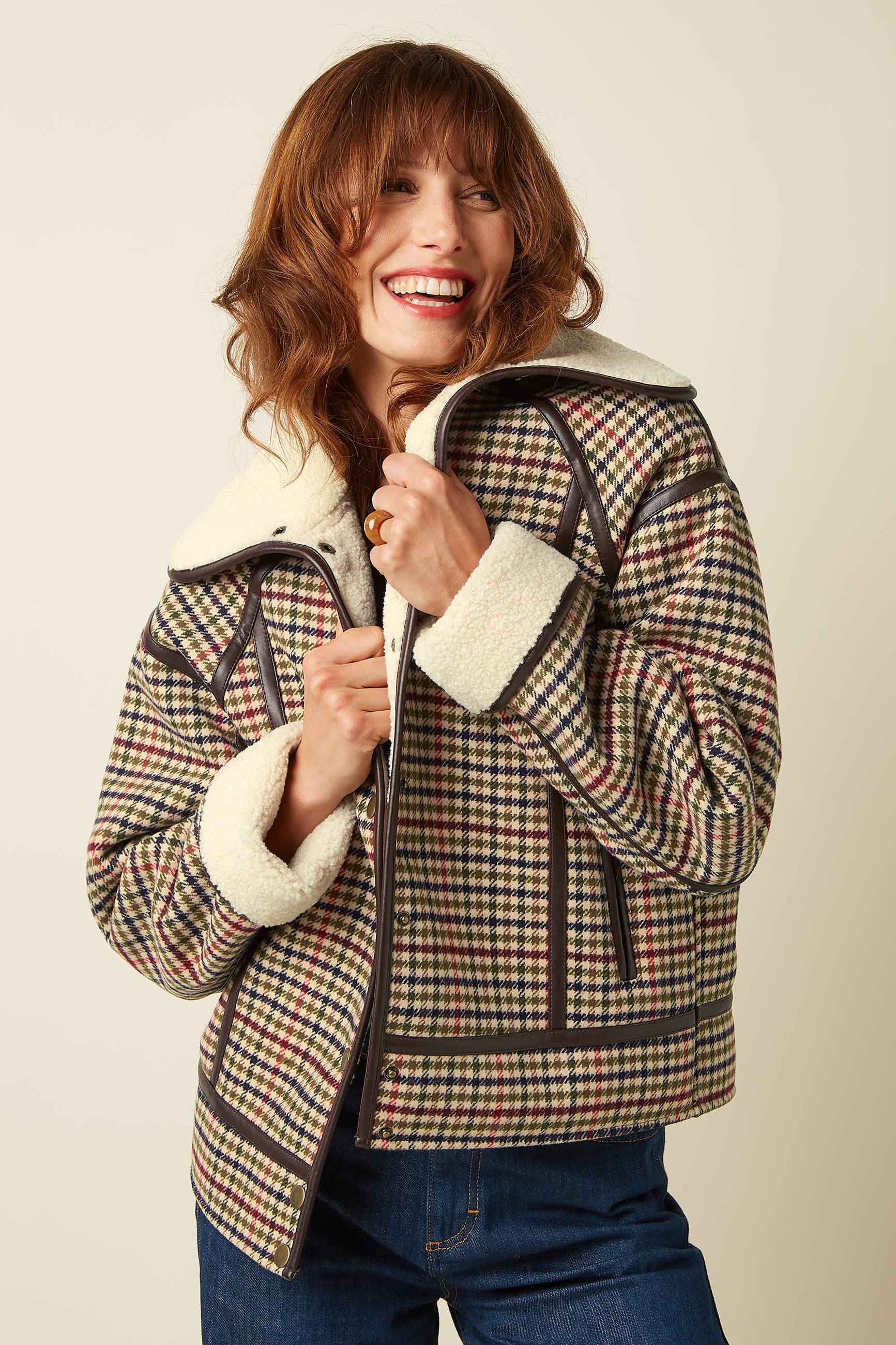 Monia Coat Basso Check - Marzipan