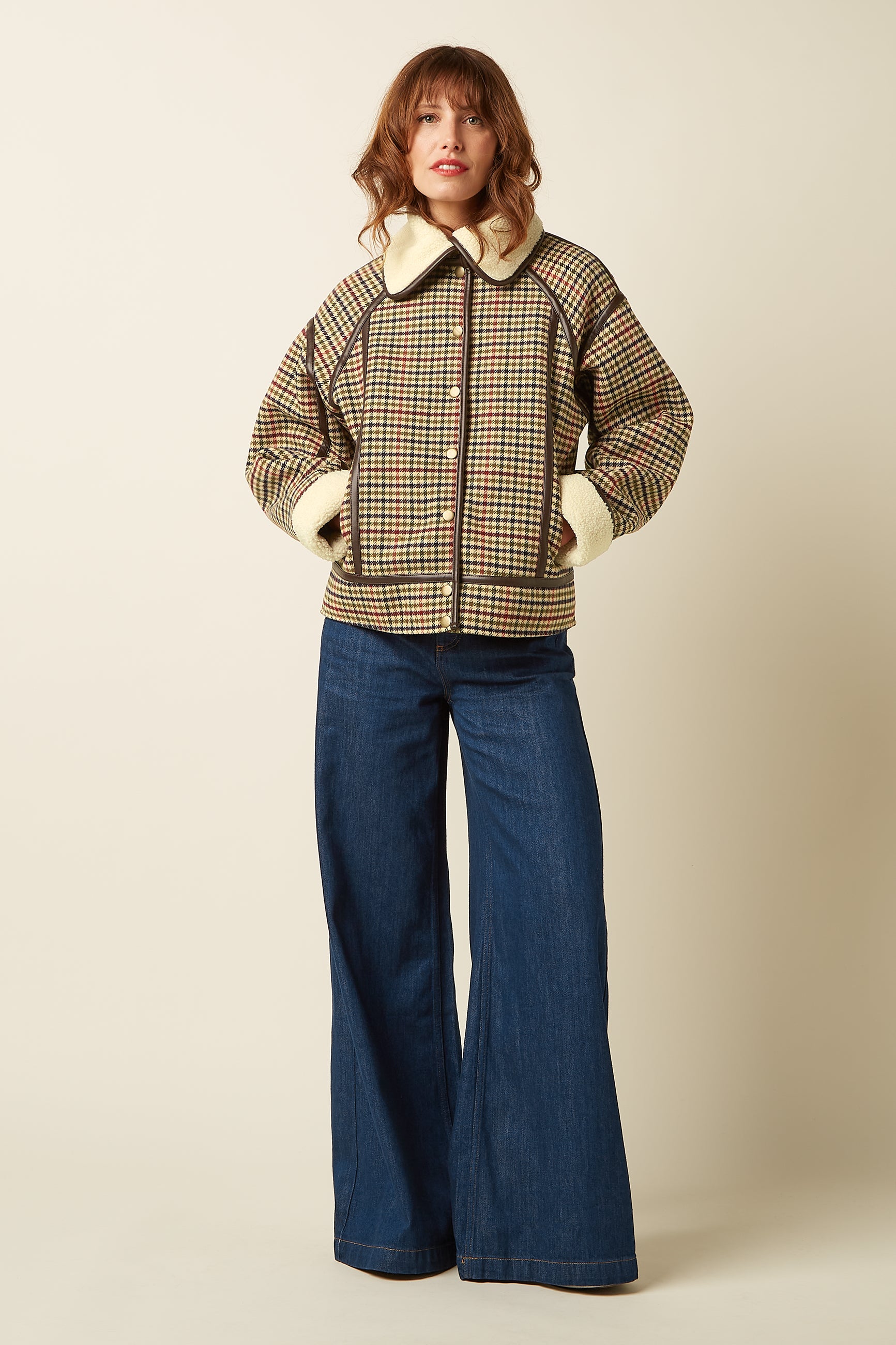 Monia Coat Basso Check - Marzipan