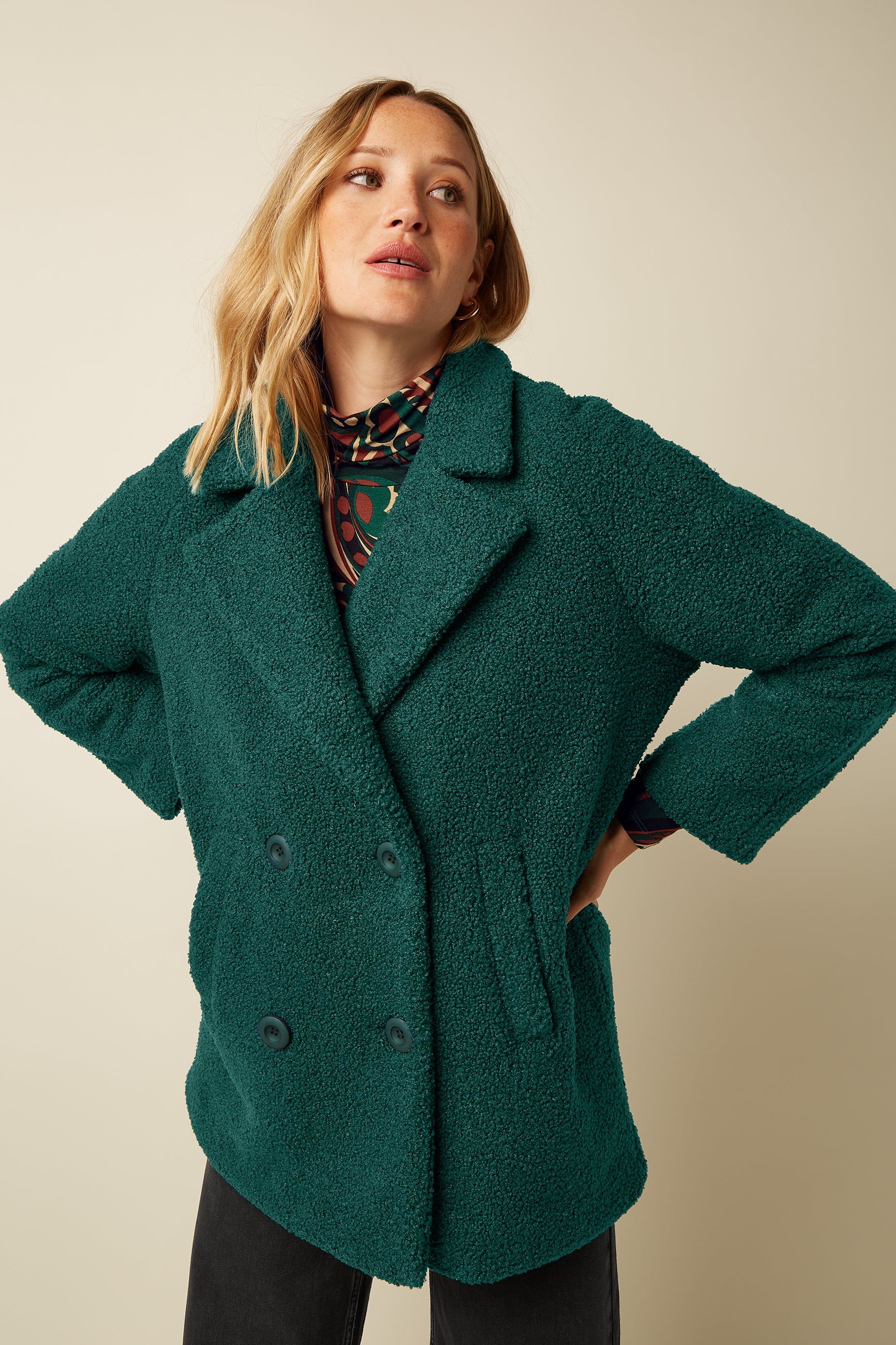 Amelie Coat Dexter Teddy - Dragonfly Green