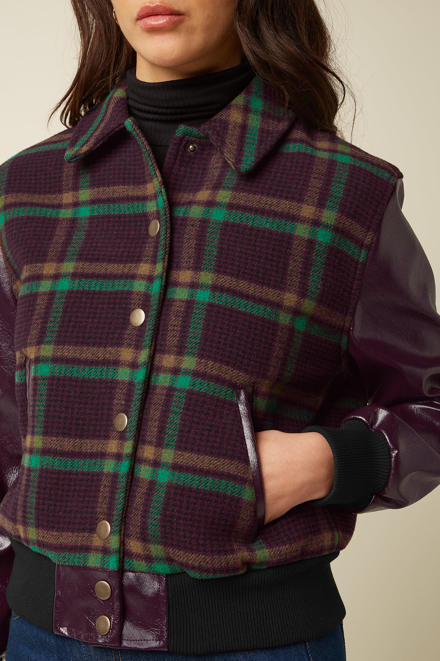 Billie Baseball Jacket Vera Check - Porto Red