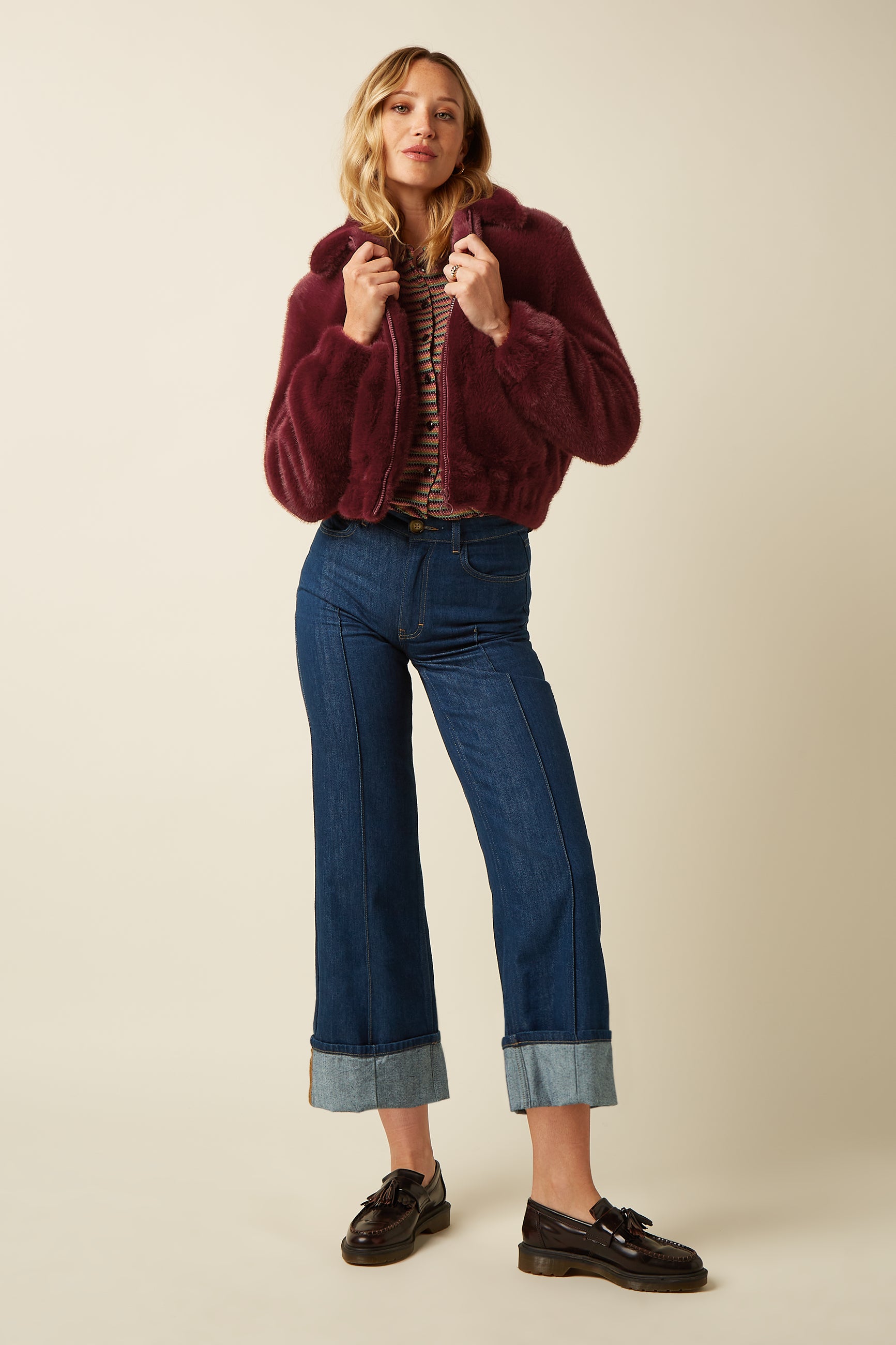 Isla Jacket Silver Fur - Porto Red