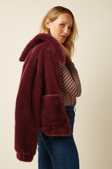 Isla Jacket Silver Fur - Porto Red