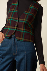 Cissy Gilet Vera Check - Porto Red