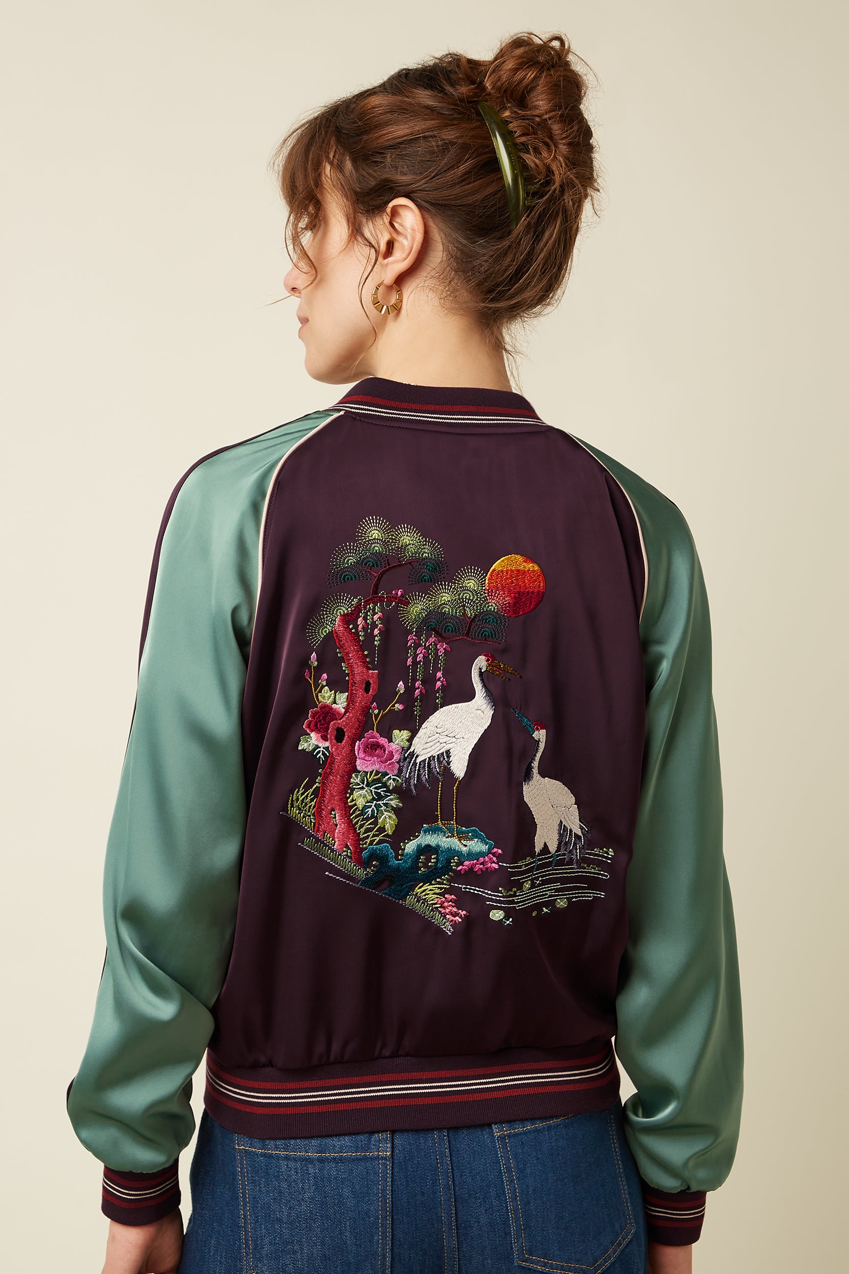 Bomber Jacket Dusk Satin - Grape Red