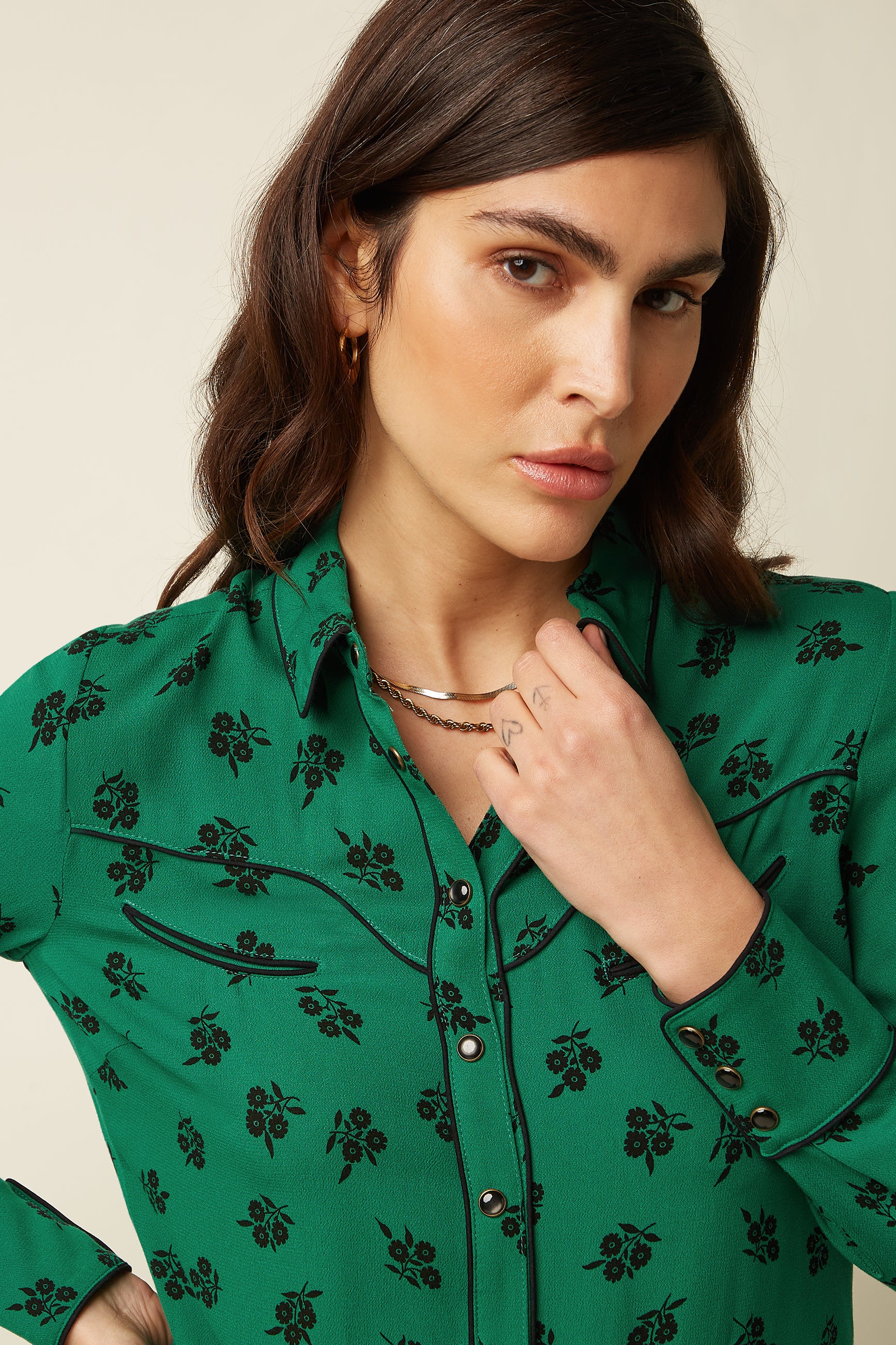 Rosie Western Blouse Farlane - Meadow Green
