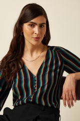 Erin Blouse Harley Stripe - Black