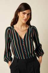 Erin Blouse Harley Stripe - Black