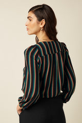 Erin Blouse Harley Stripe - Black