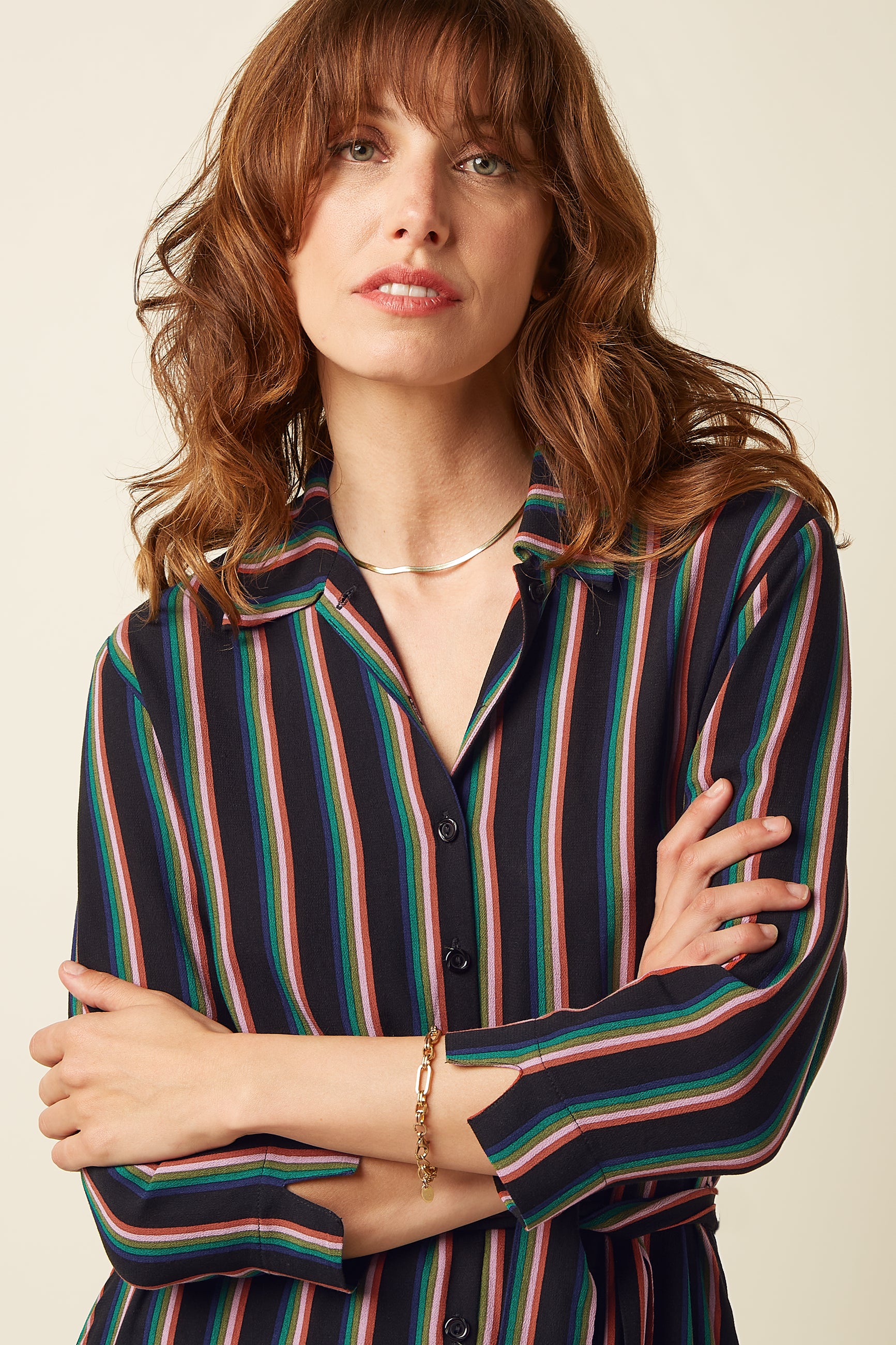 Claire Dress Harley Stripe - Black
