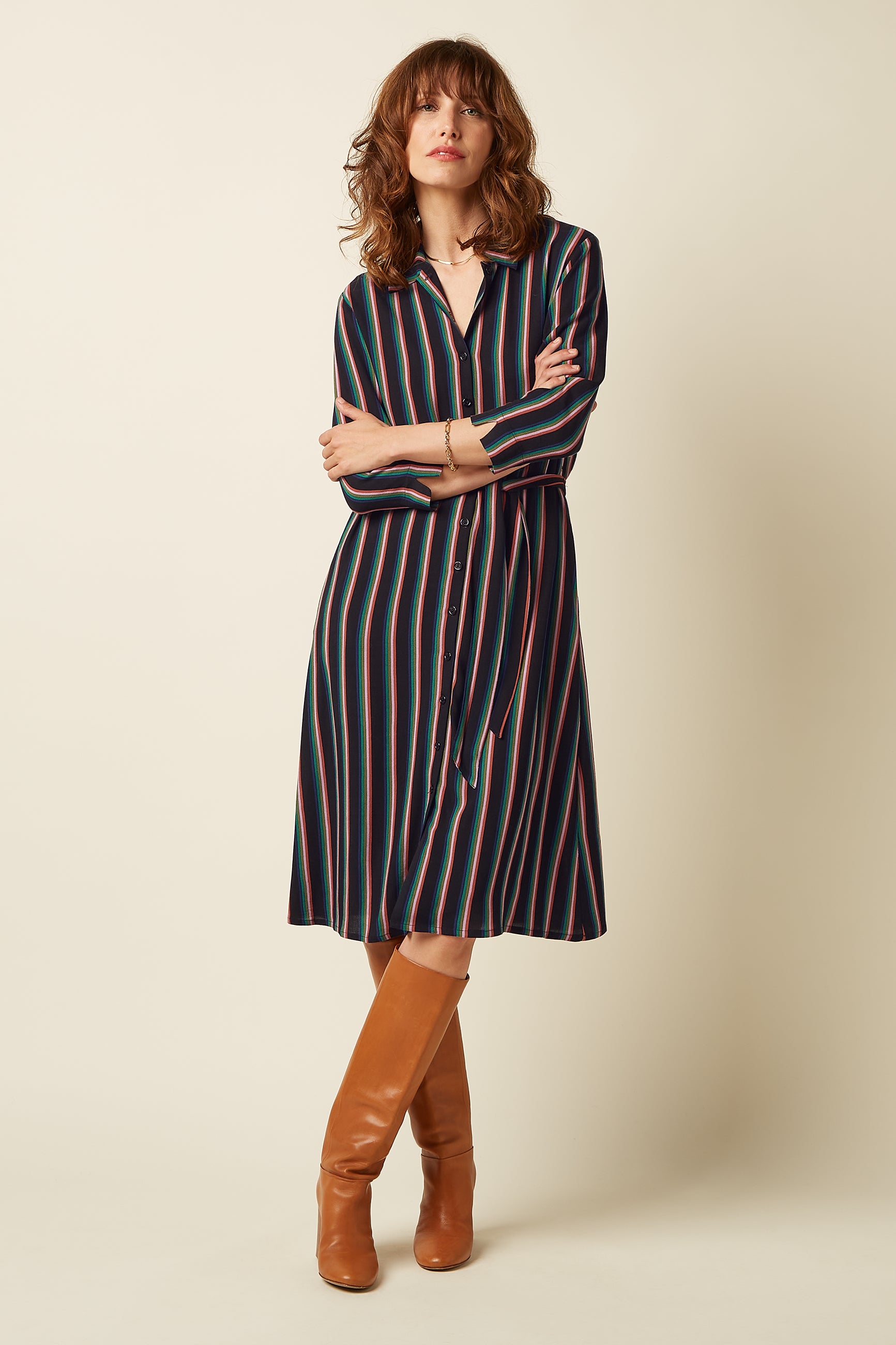Claire Dress Harley Stripe - Black
