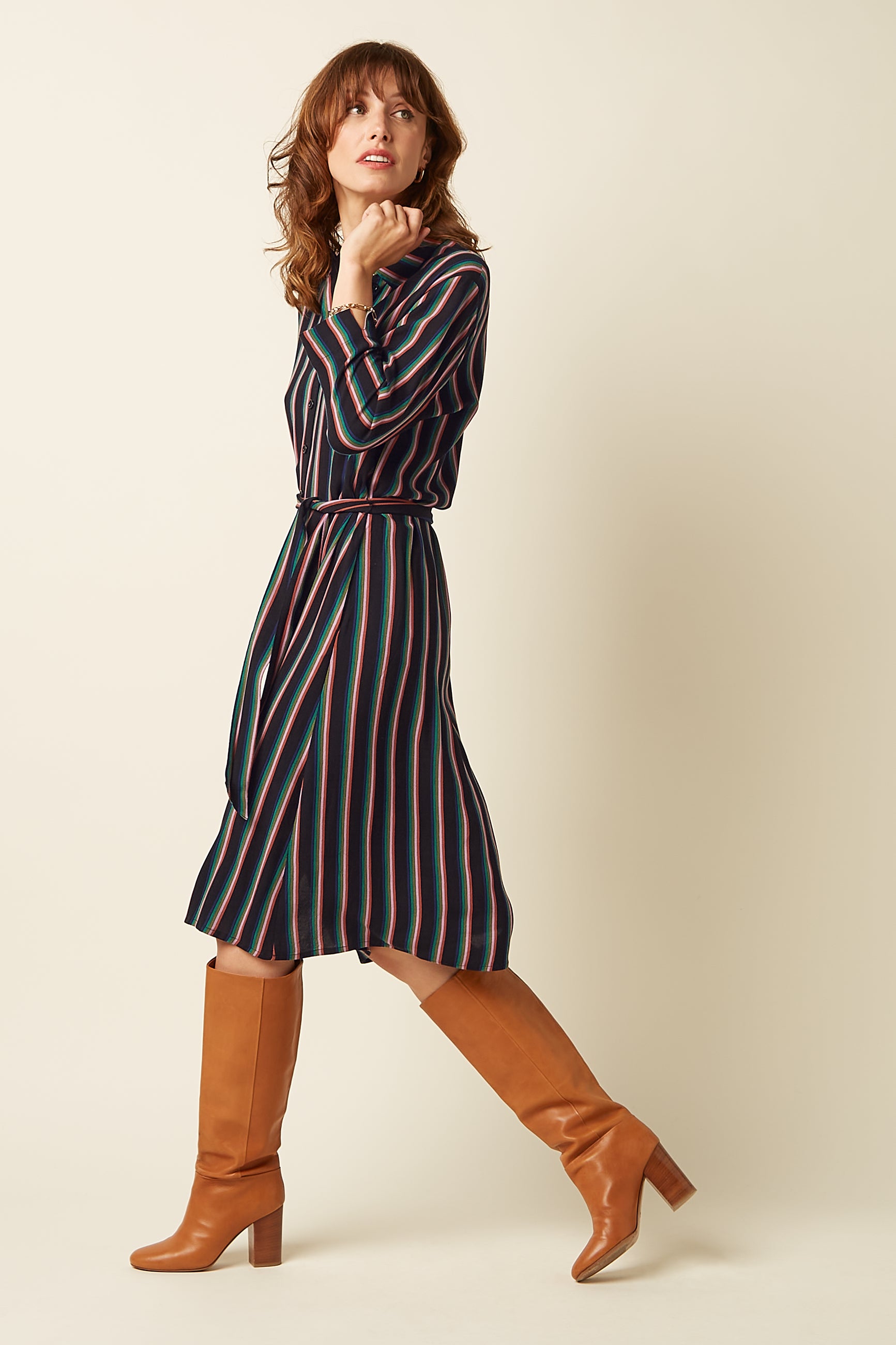 Claire Dress Harley Stripe - Black
