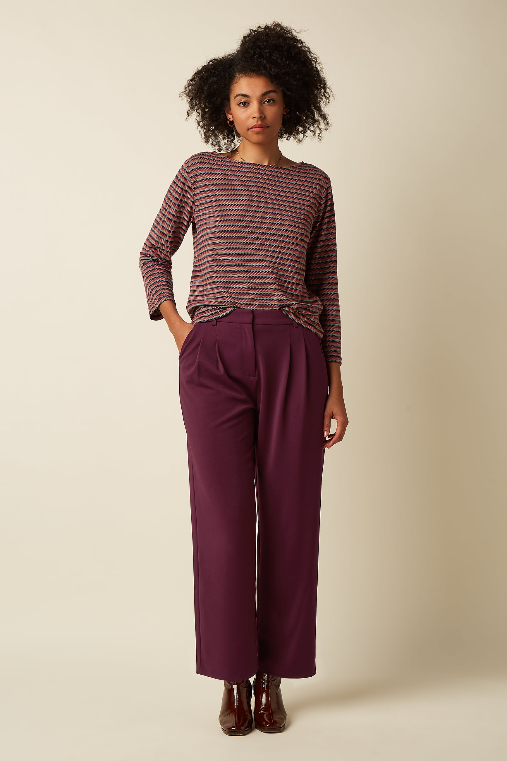 Fintan Cropped Pants Dana - Plum Red