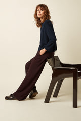 Lynn Pants Woven Crepe - Dark Brown