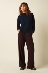 Lynn Pants Woven Crepe - Dark Brown