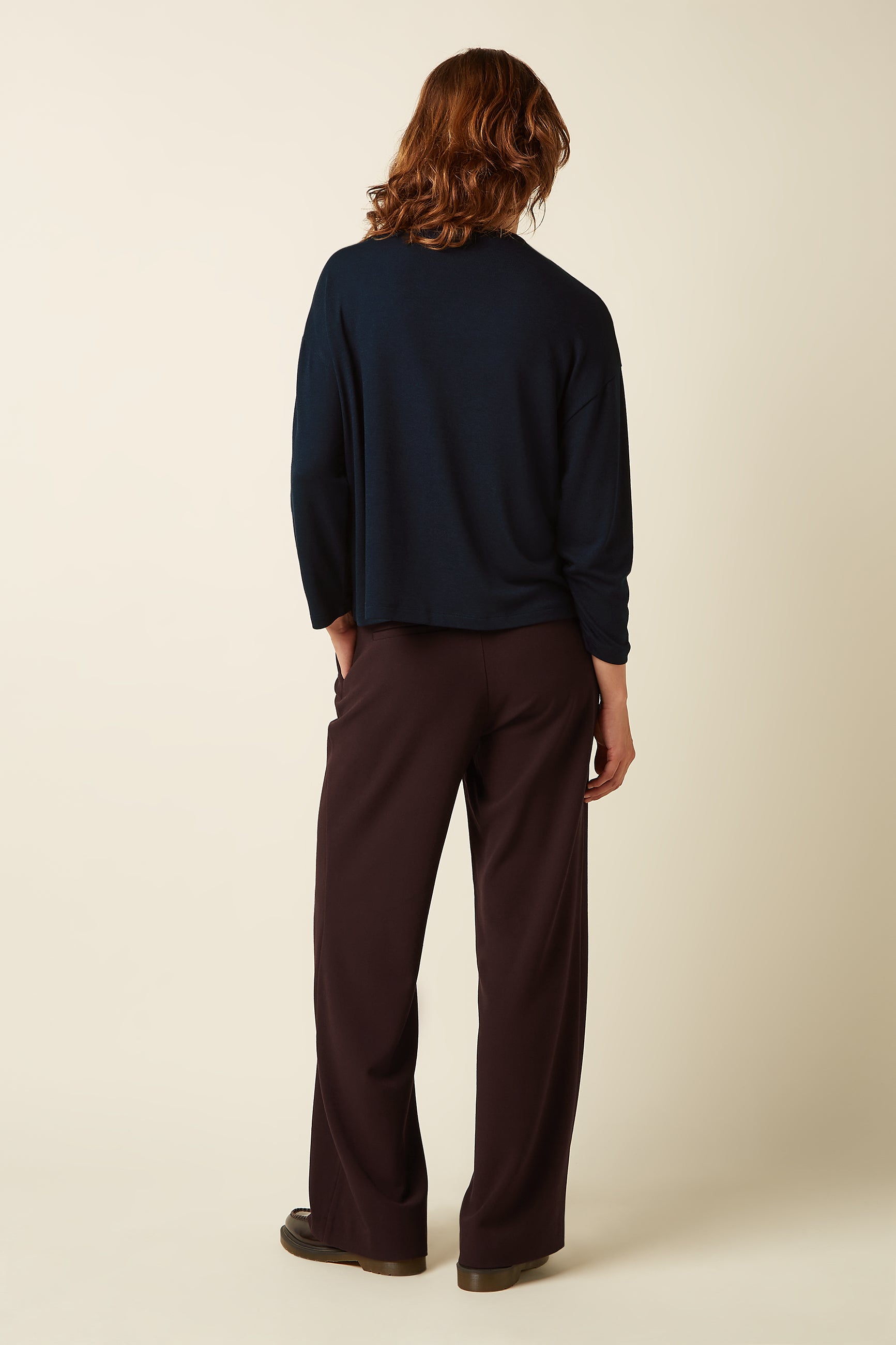 Lynn Pants Woven Crepe - Dark Brown