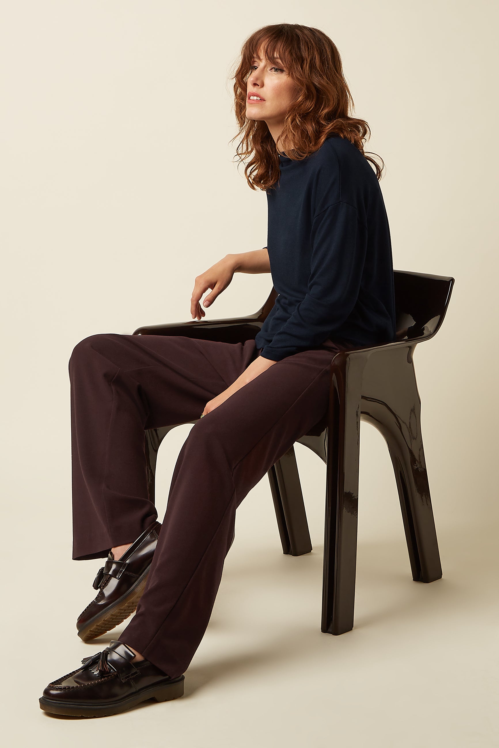 Lynn Pants Woven Crepe - Dark Brown