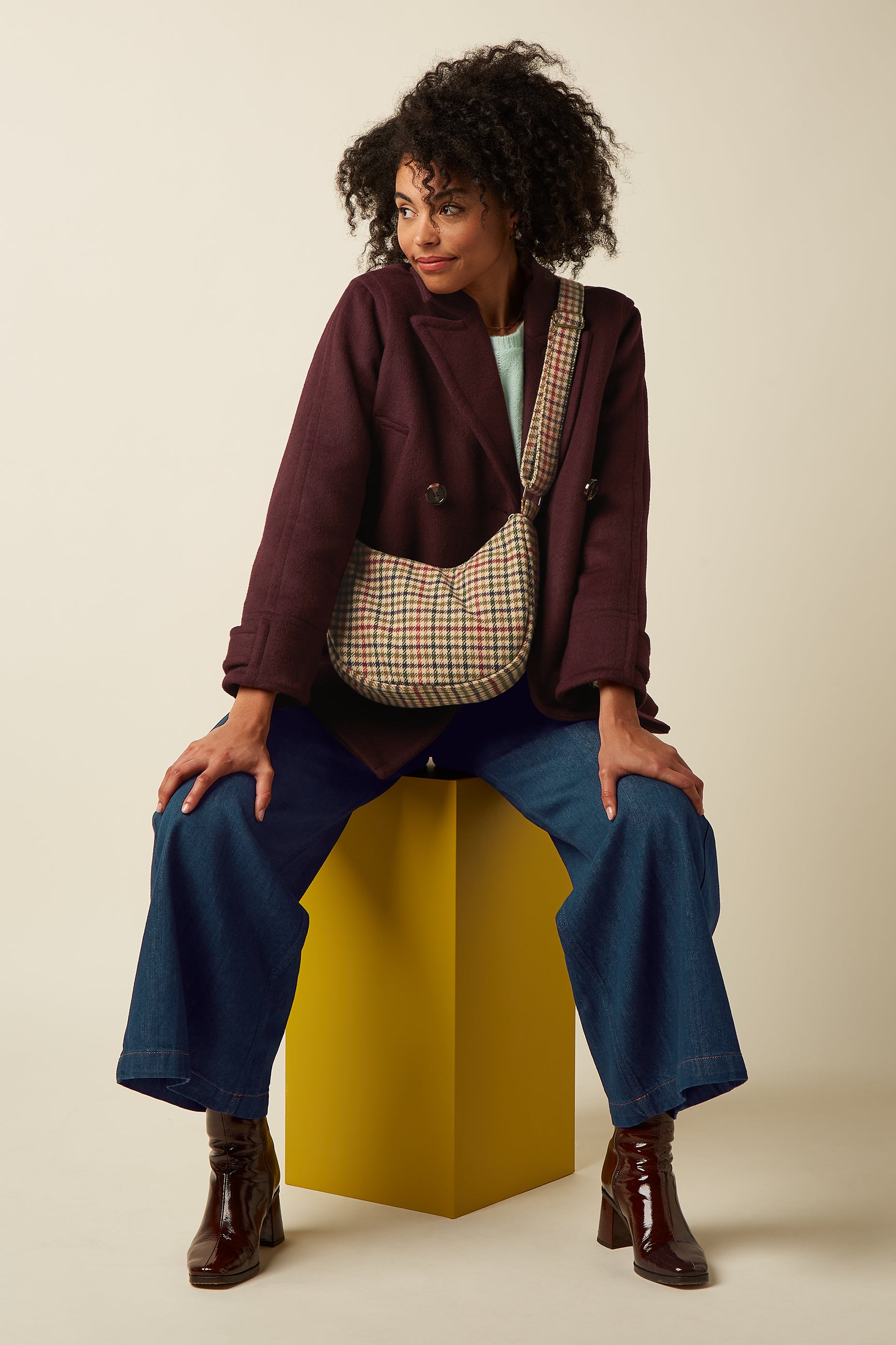 Fanny Large Basso Check - Marzipan