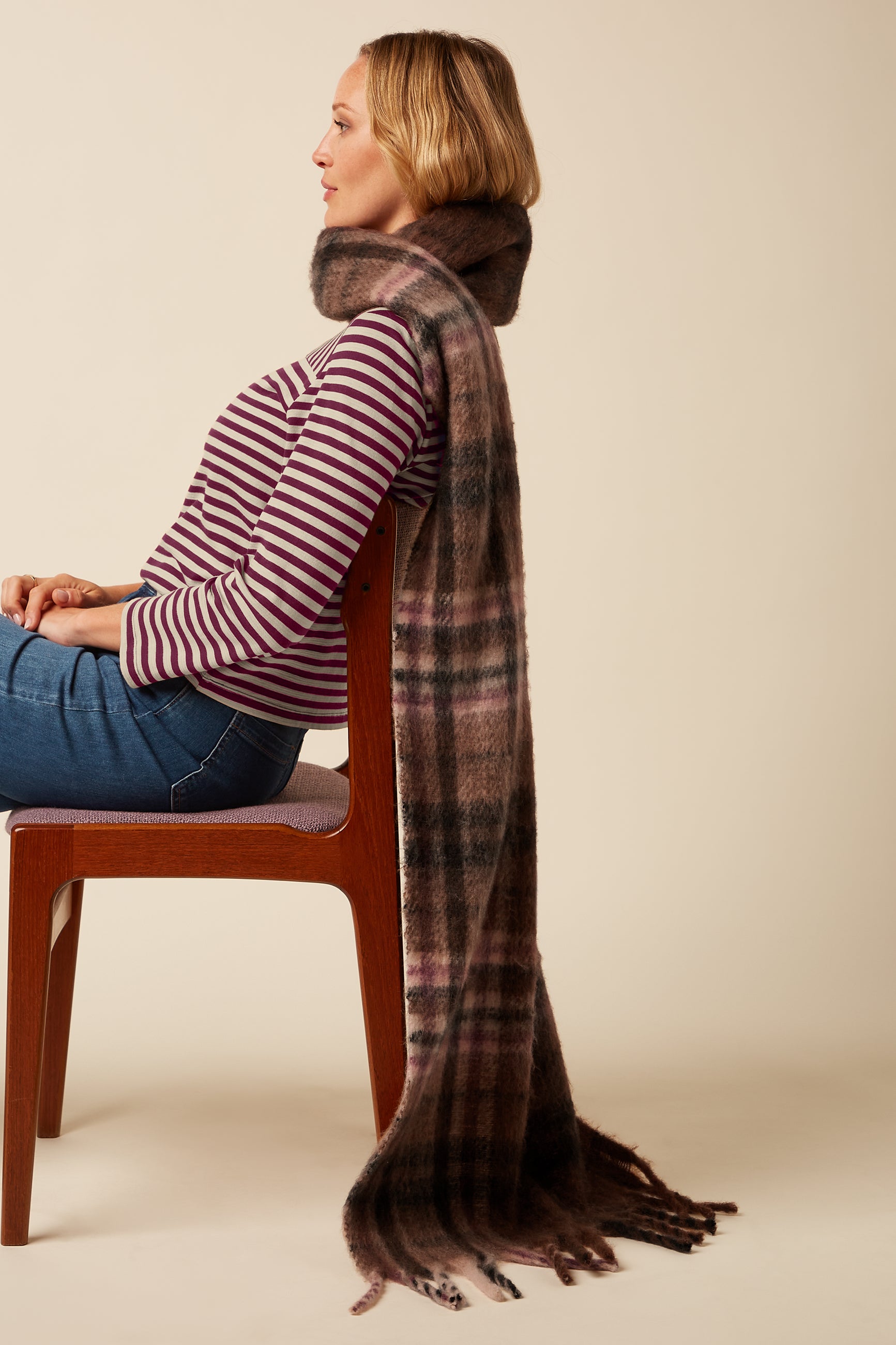 Check Scarf - Rum Brown