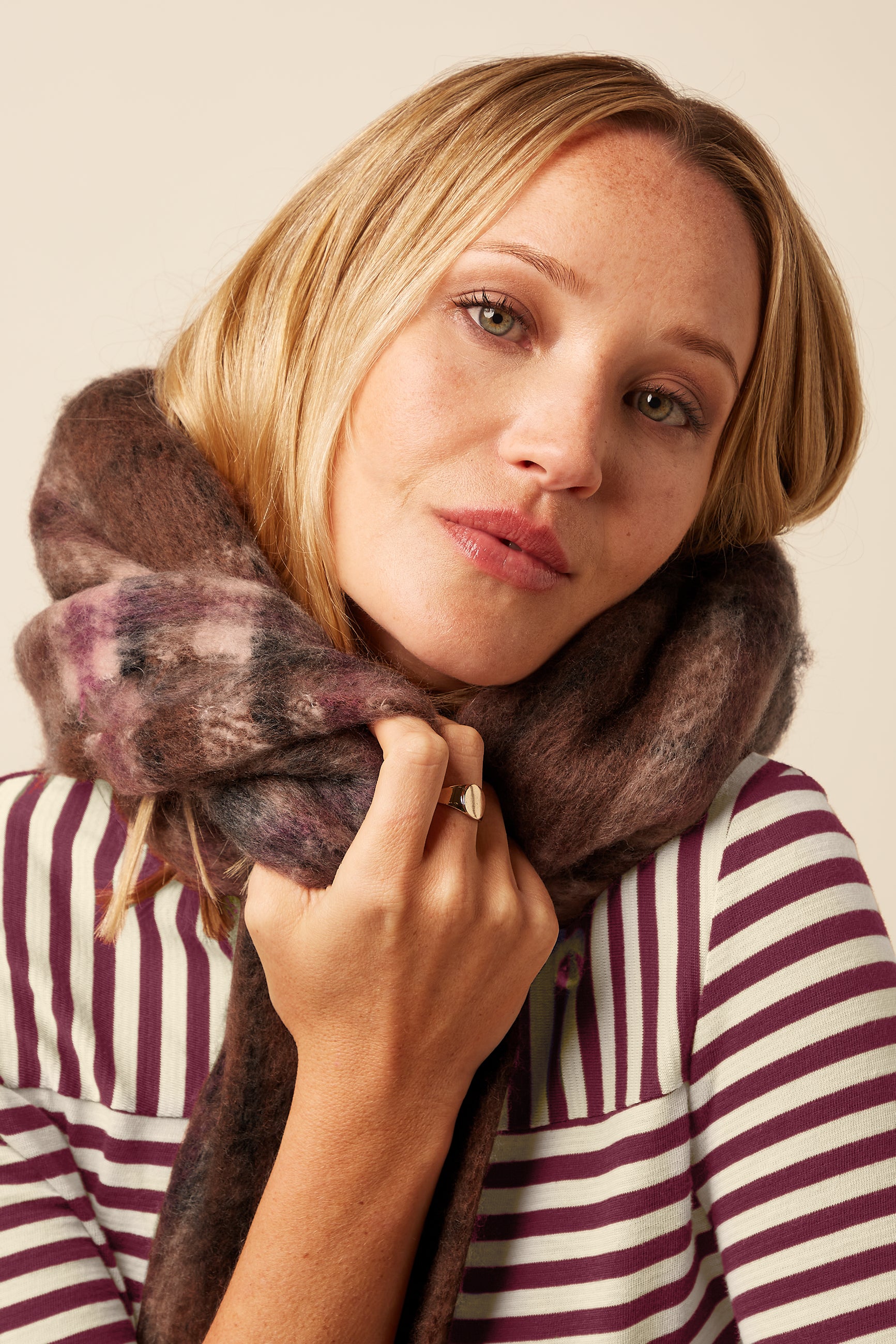 Check Scarf - Rum Brown