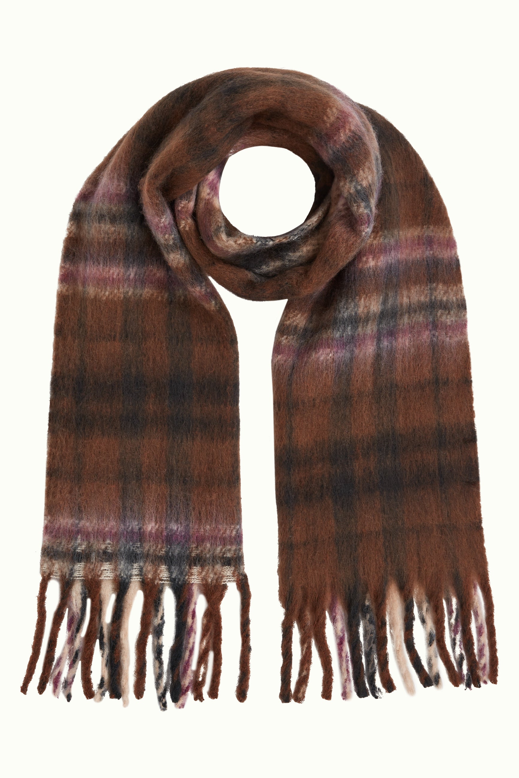 Check Scarf - Rum Brown