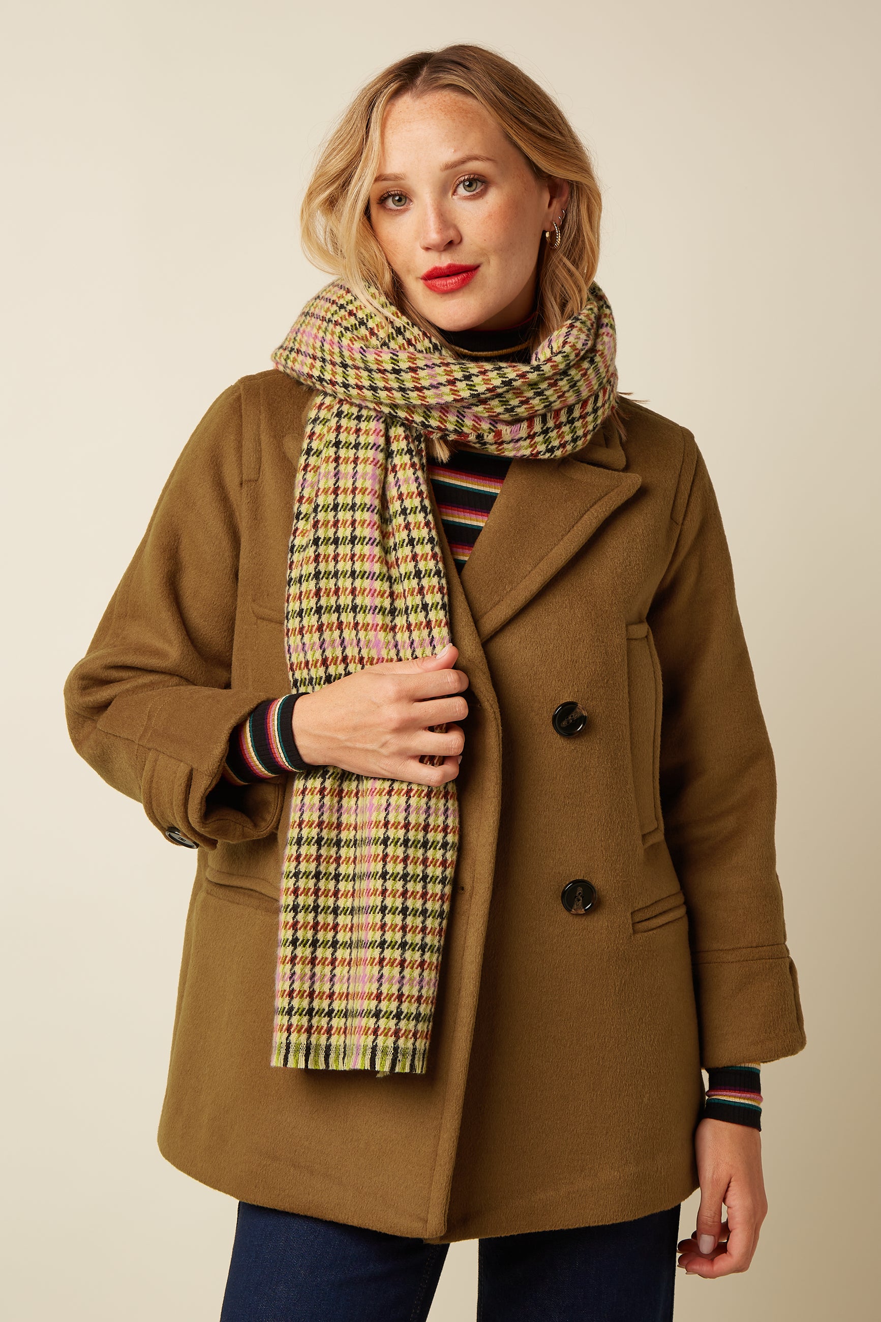 Houndstooth Scarf - Spicy Brown