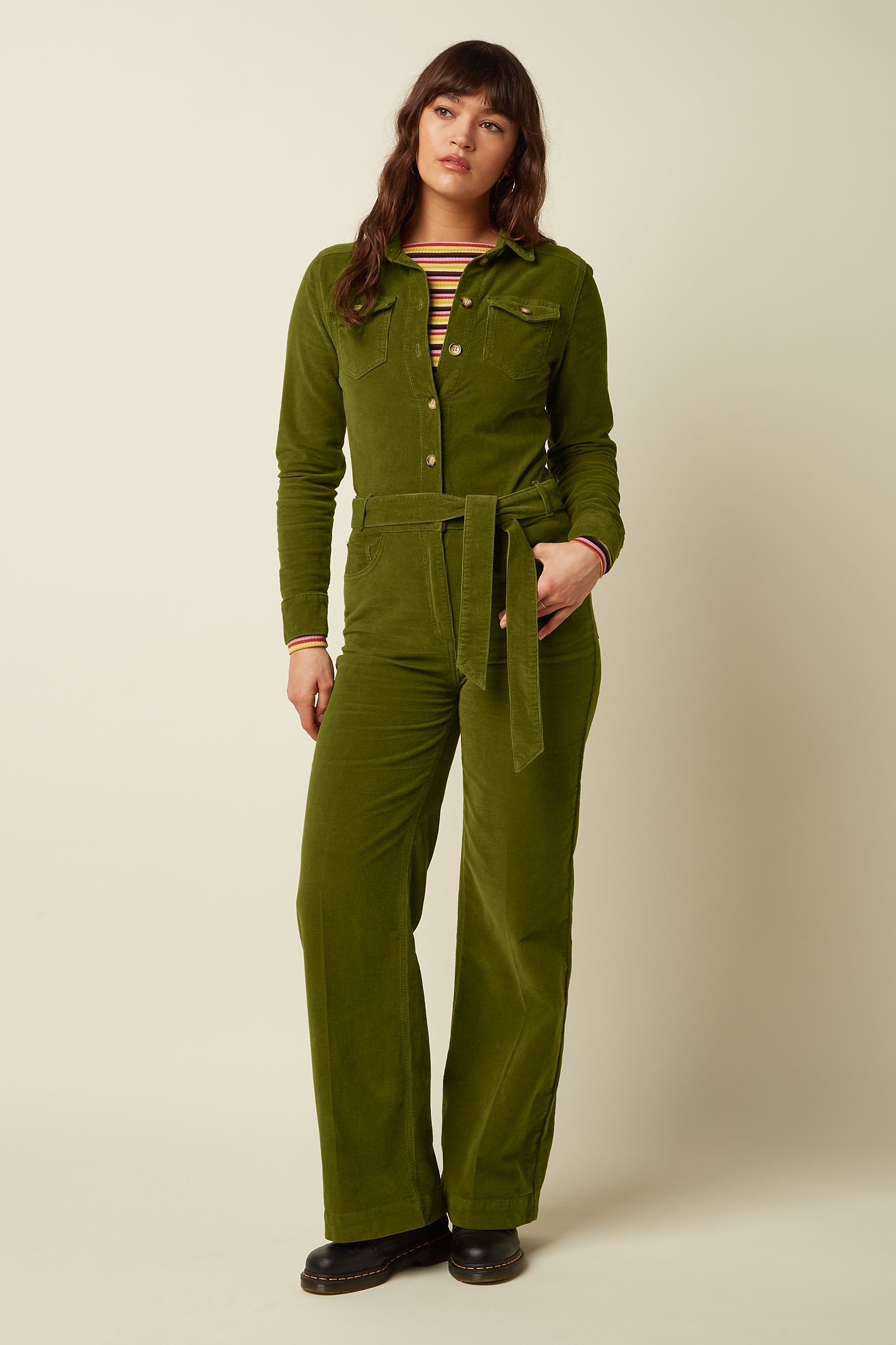 Mia Jumpsuit Baby Cord - Posey Green