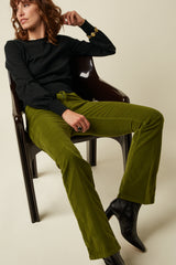 Tammy Flared Pants Baby Cord - Posey Green