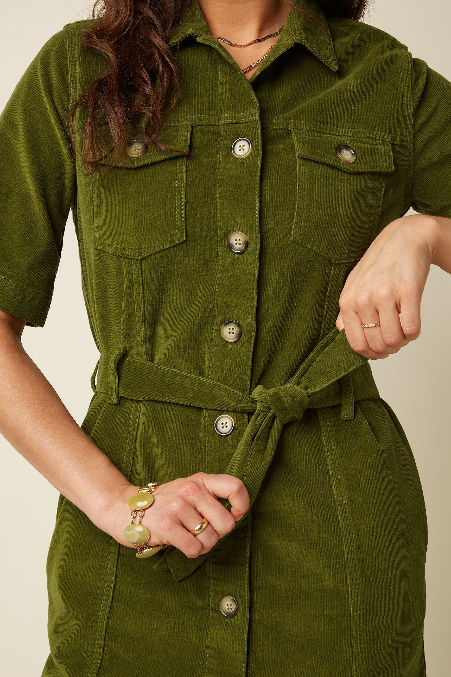Kate Dress Baby Cord - Posey Green