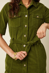 Kate Dress Baby Cord - Posey Green