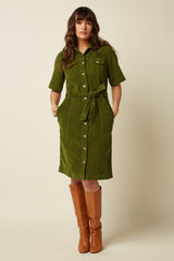 Kate Dress Baby Cord - Posey Green