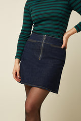 Olivia Zip Skirt Muse Denim - Rock Blue