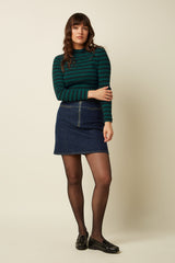 Olivia Zip Skirt Muse Denim - Rock Blue