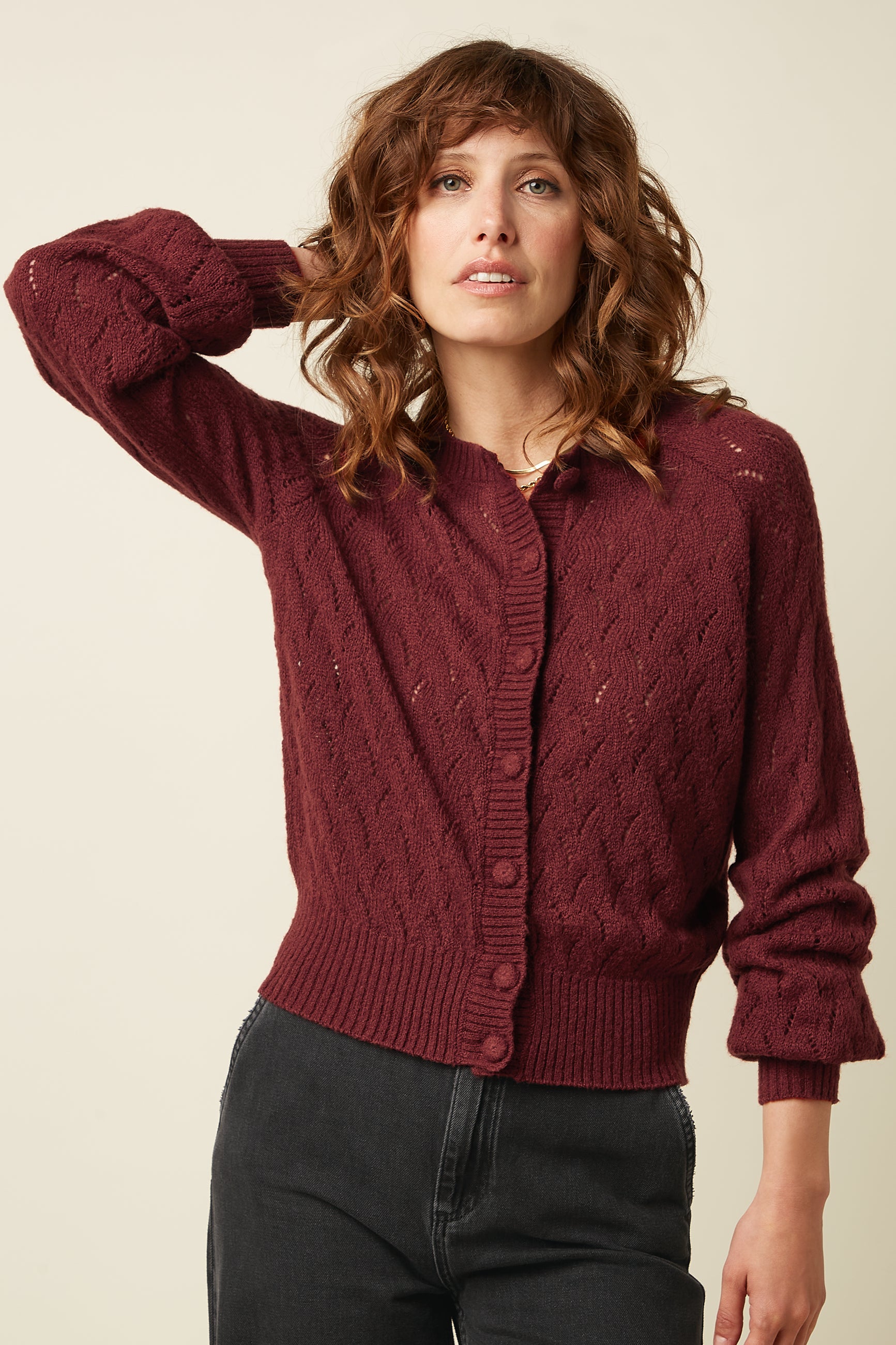 Cardi Raglan Farfalle - Henna Red
