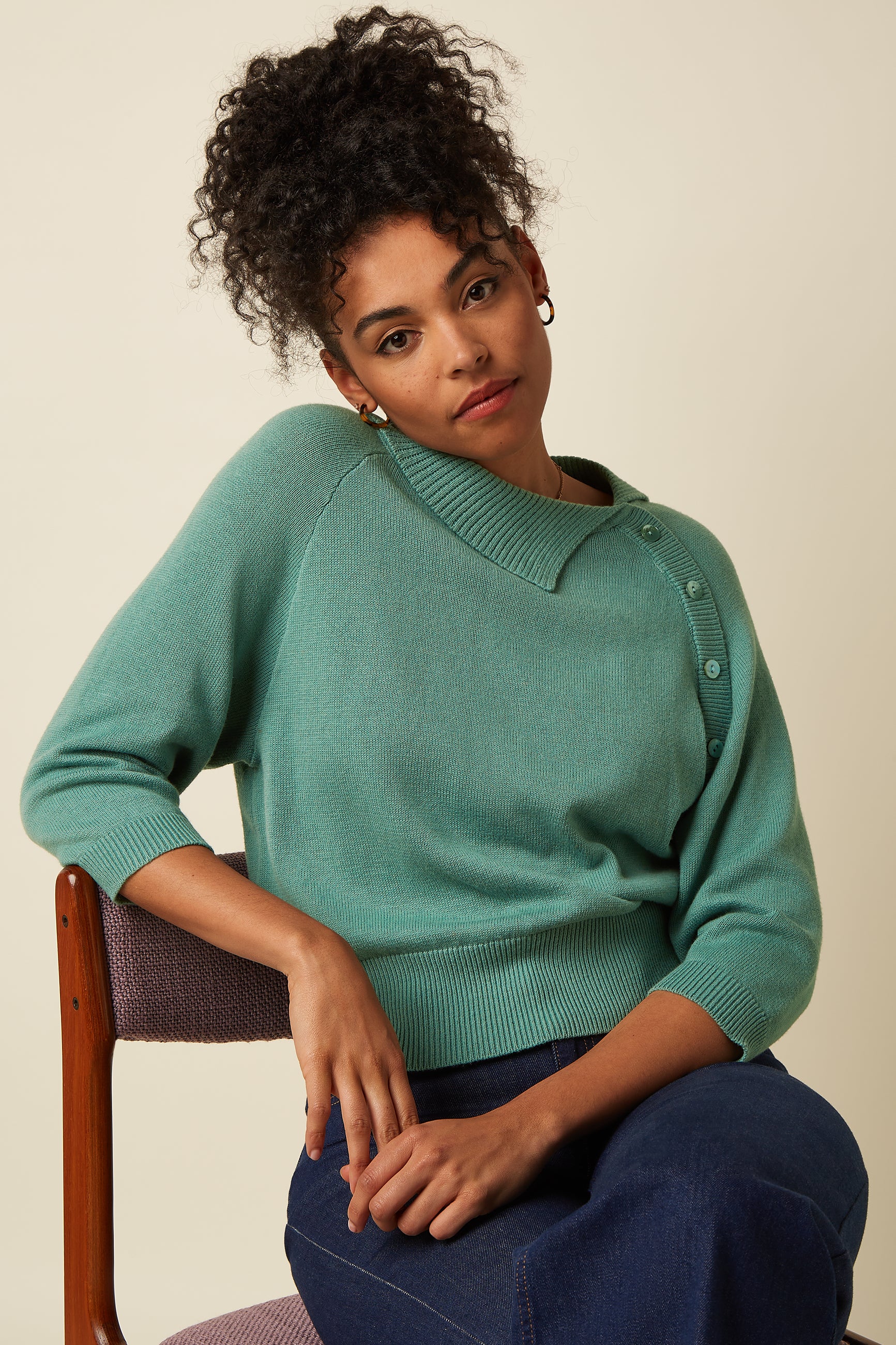 Zira Knit Top Bonheur - Dusty Turquoise