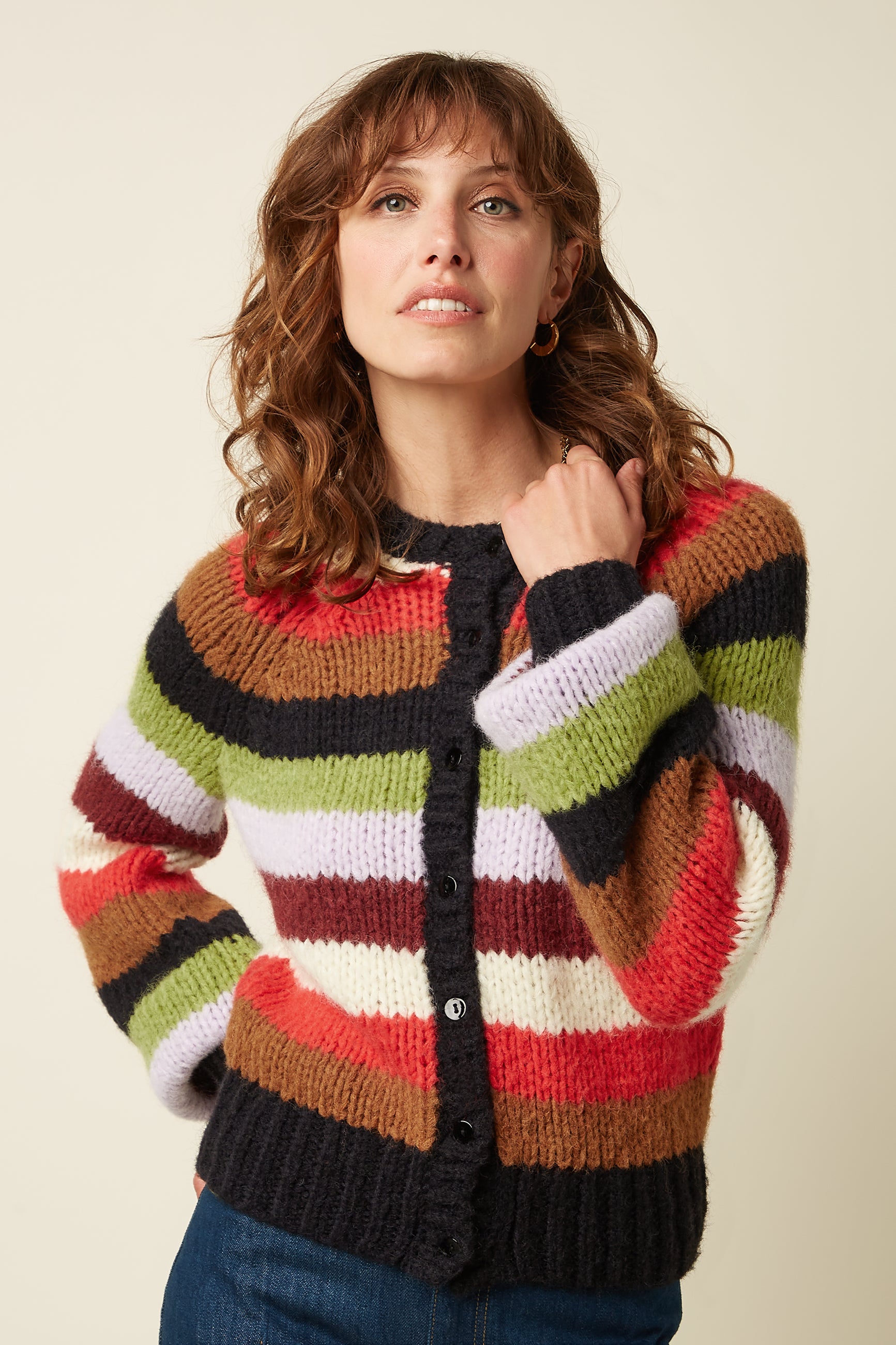 Raglan Cardi Campo Knit Stripe - Multi Color