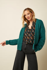 Cardi Oversize Short Campo Knit - Antique Green