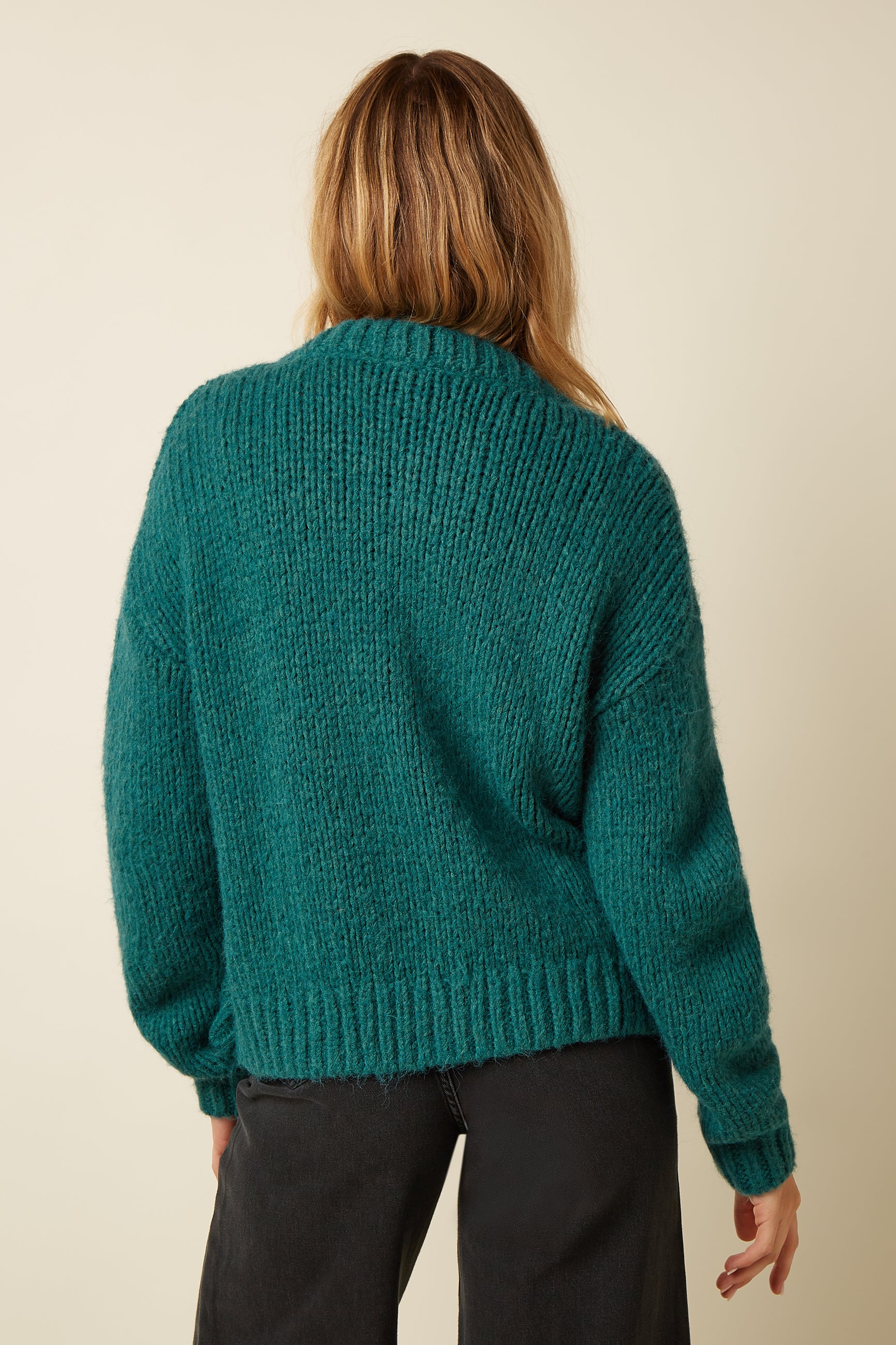 Cardi Oversize Short Campo Knit - Antique Green
