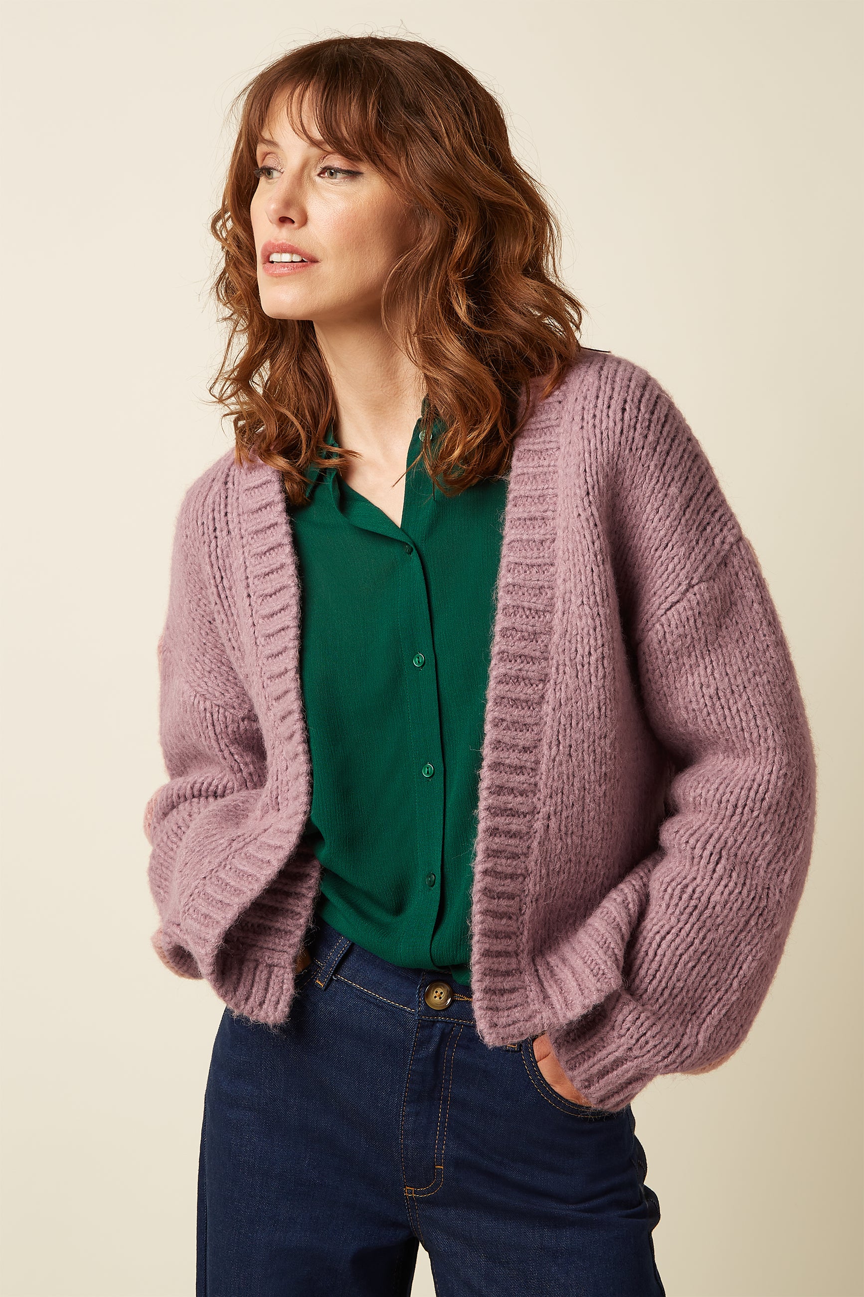 Cardi Oversize Short Campo Knit - Mauve Pink