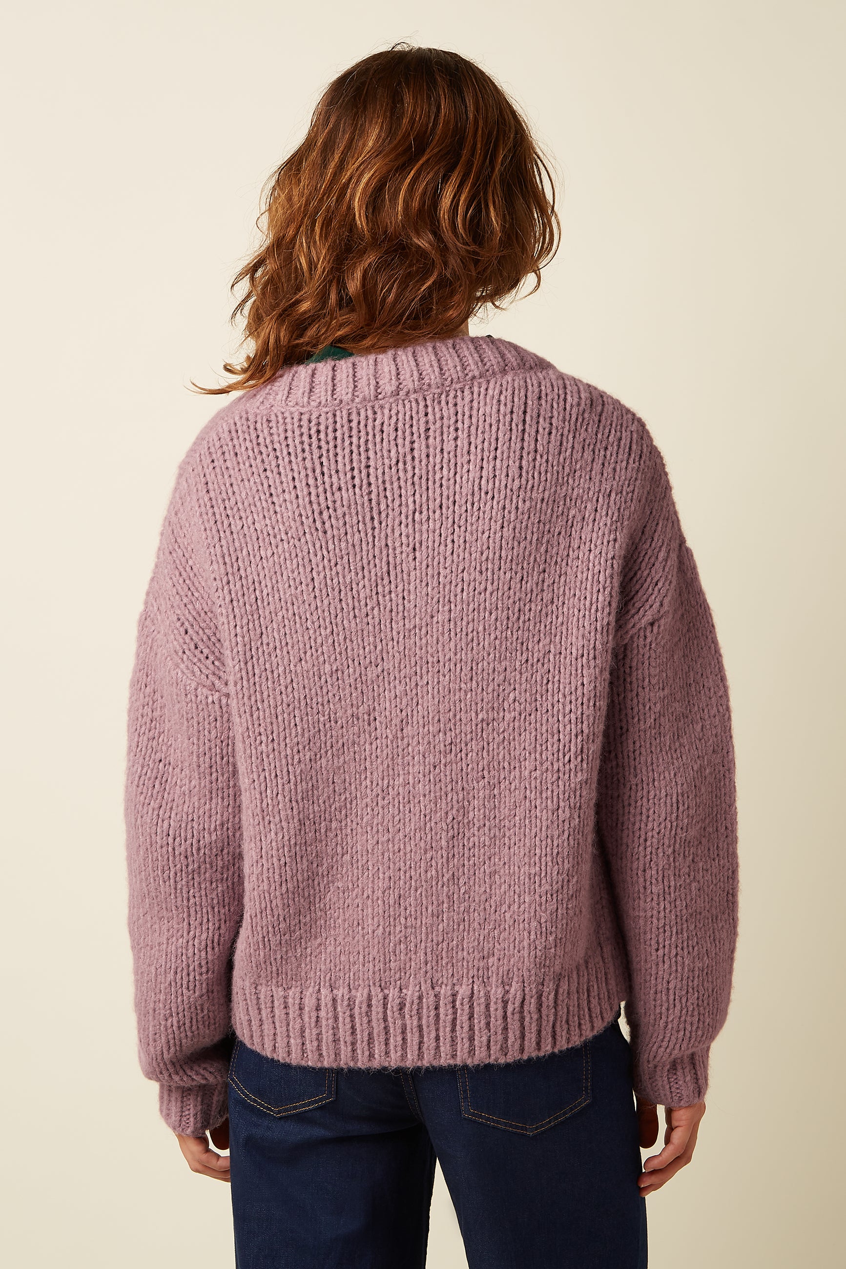 Cardi Oversize Short Campo Knit - Mauve Pink