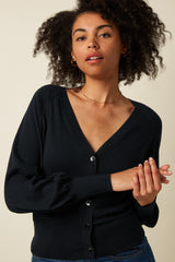 Cardi V Raglan Cocoon - Black