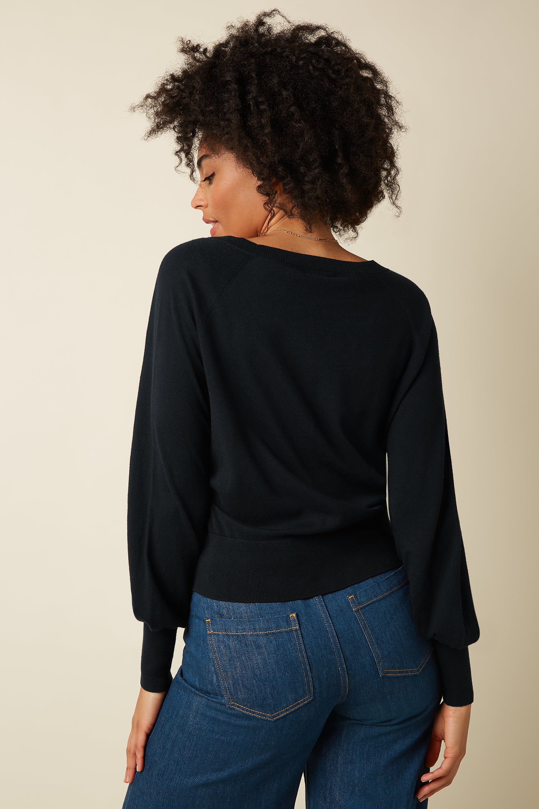 Cardi V Raglan Cocoon - Black