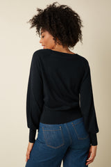 Cardi V Raglan Cocoon - Black